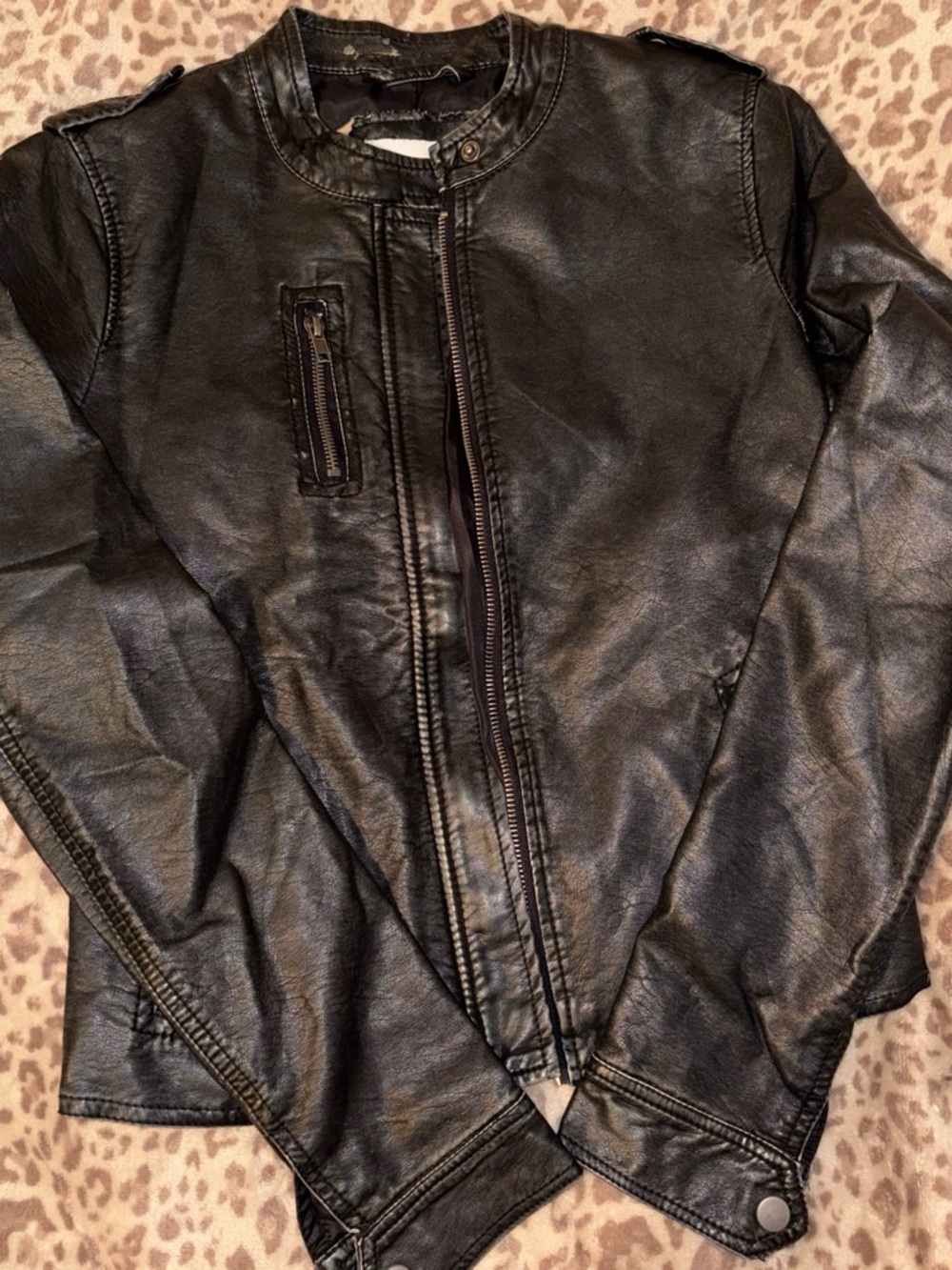 dELiA*s Vintage Black Faux Leather Women's Moto Jacket